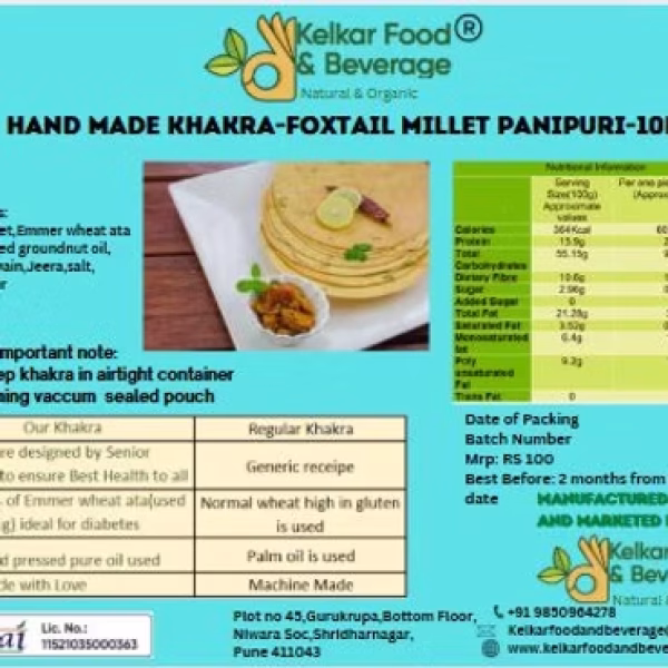 Foxtail Millet Panipuri Khakra