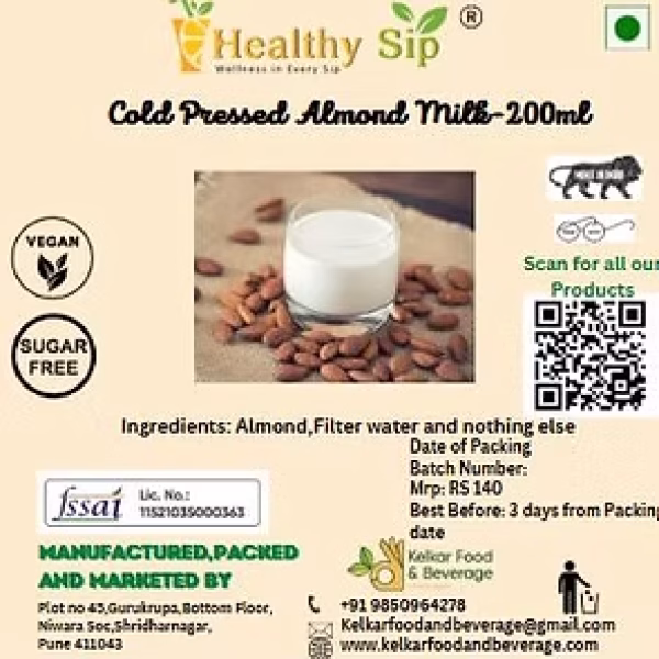 Vegan Almond Milk-200ml (Only for Pune city)